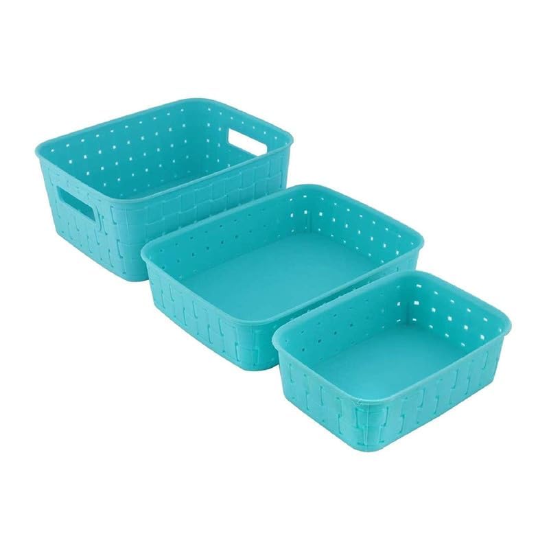 Riddhin Multipurpose Plastic Basket Smart Shelf 3 PCS Set Storage Basket for Fruits Vegetables Magazines Cosmetics - Image 1