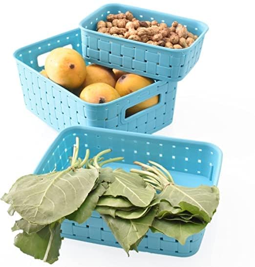 Riddhin Multipurpose Plastic Basket Smart Shelf 3 PCS Set Storage Basket for Fruits Vegetables Magazines Cosmetics - Image 4