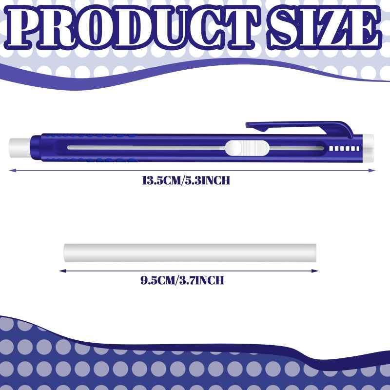 Eersida 12 Pieces Retractable Mechanical Eraser Pen Bulks Retractable Mechanical Stick Eraser Refill for Teacher Gifts Painting Writing Office Daily Study (Solid Blue) - Image 3