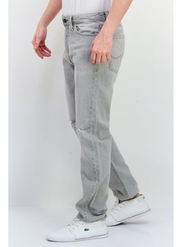 Jack Jones Men Relaxed Fit Ripped Denim Jeans, Light Grey  - Image 2