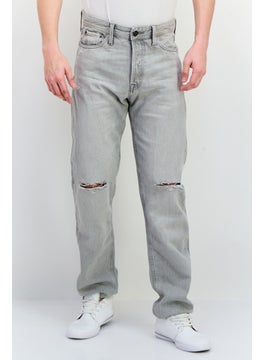 Jack Jones Men Relaxed Fit Ripped Denim Jeans, Light Grey  - Image 1
