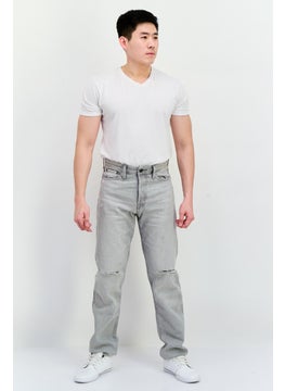 Jack Jones Men Relaxed Fit Ripped Denim Jeans, Light Grey  - Image 4