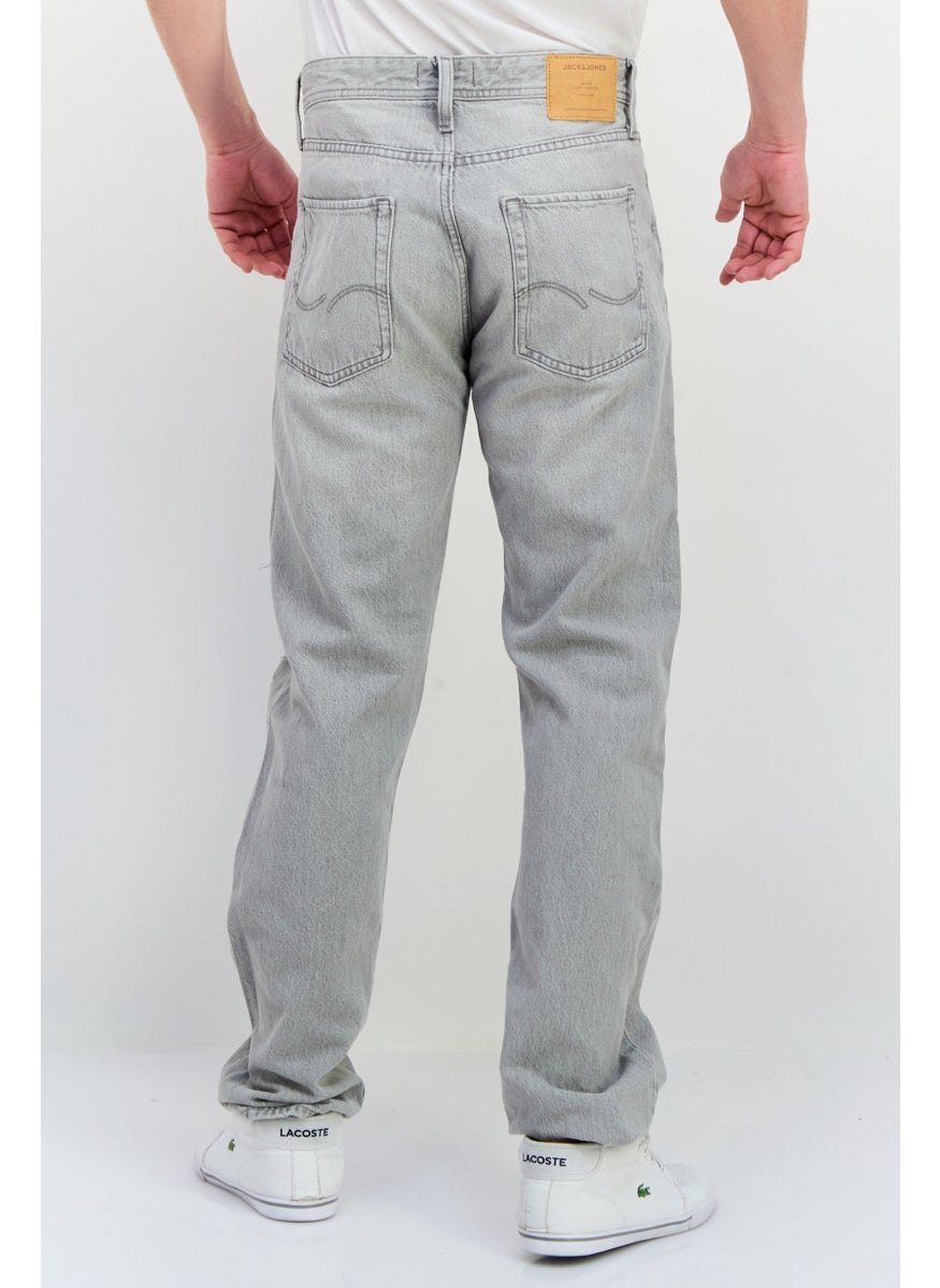 Jack Jones Men Relaxed Fit Ripped Denim Jeans, Light Grey  - Image 3