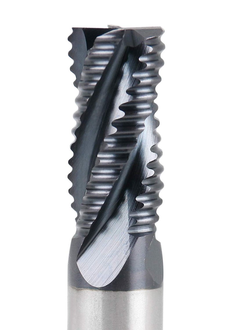 Accusize Industrial Tools Standard Tooth M42 8% Cobalt TiAlN Roughing End Mill, 3/8" Diameter, 3/8" Shank Diameter, 3/4" Flute Length, 1102-0038 - Image 3