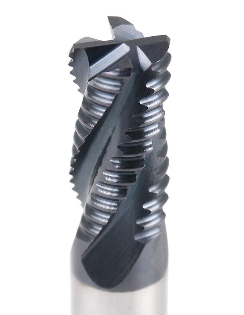 Accusize Industrial Tools Standard Tooth M42 8% Cobalt TiAlN Roughing End Mill, 3/8" Diameter, 3/8" Shank Diameter, 3/4" Flute Length, 1102-0038 - Image 4