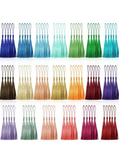 Generic Creatrill 100 Pcs 13cm/5 Inch Silky Handmade Soft Craft Mini Tassels with Loops for Jewelry Making, DIY Projects, Bookmarks, 20 Colors, 5 Pcs of Each  - Image 1