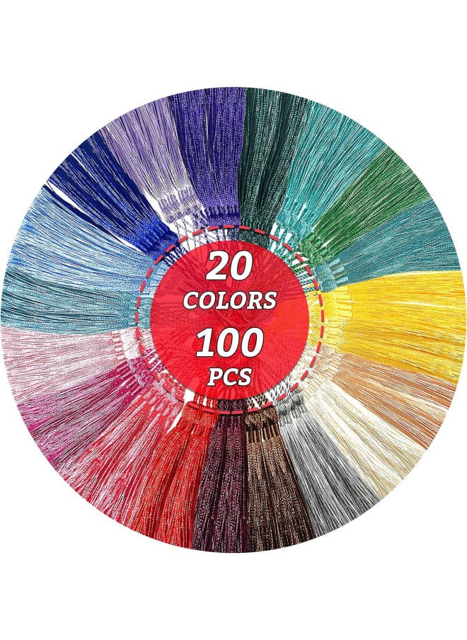 Generic - Creatrill 100 Pcs 13cm/5 Inch Silky Handmade Soft Craft Mini Tassels with Loops for Jewelry Making, DIY Projects, Bookmarks, 20 Colors, 5 Pcs of Each - Image 1