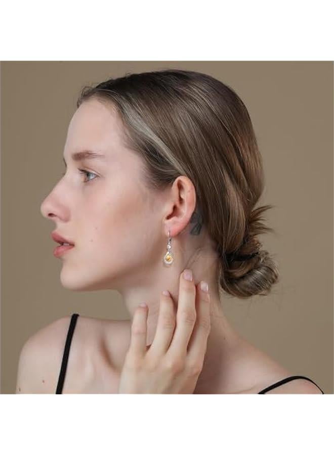 Dangle Earrings Trendy Leverback Birthstone Earrings 14K Sliver/Gold/Rose Gold Teardrop Dangle Earrings Fine Jewelry Birthday Gifts for Women - Image 2