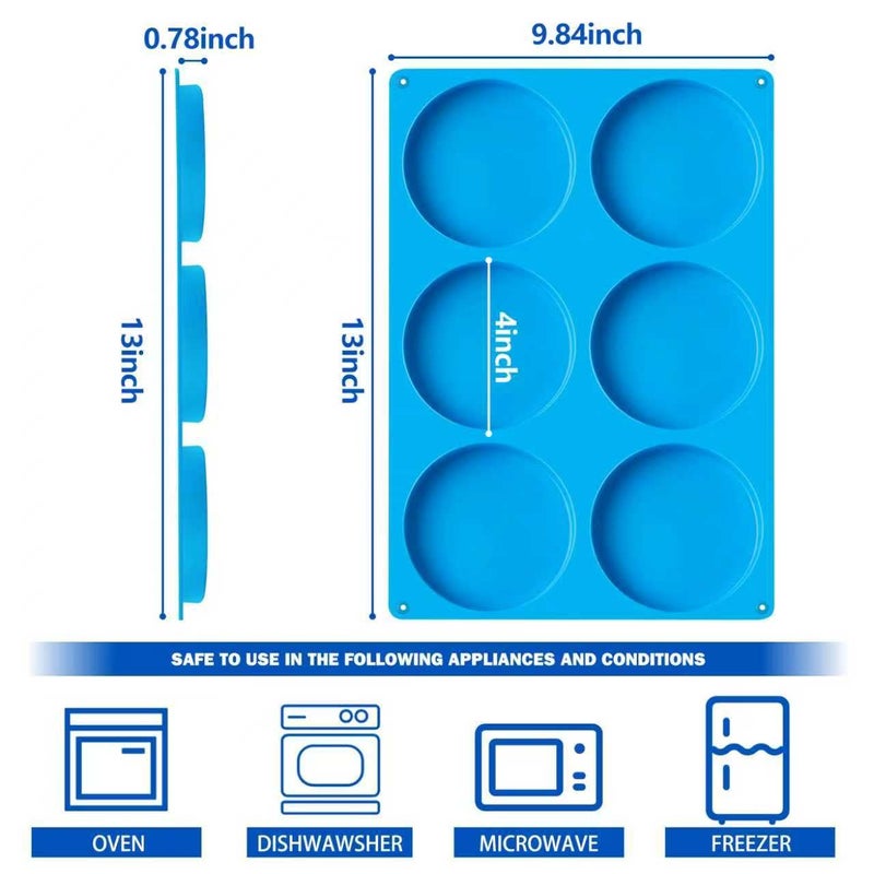 Sidosir Round Silicone Mold for Baking, 4inch Large Breakfast Sandwiches Mold Silicone for Whoopie Pie, Non-Stick Hamburger Buns Molds for Egg Pan (1, ROUND) - Image 2