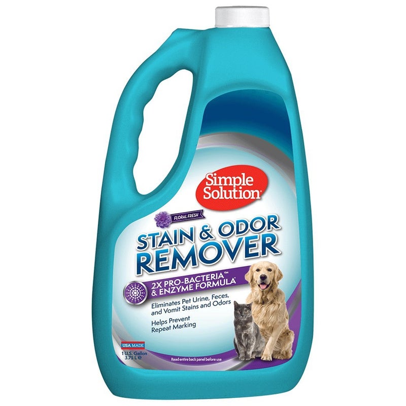 Simple Solution Pet Stain and Odor Remover | Enzymatic Cleaner with 2X Pro-Bacteria Cleaning Power | Floral Fresh, 1 Gallon - Image 1