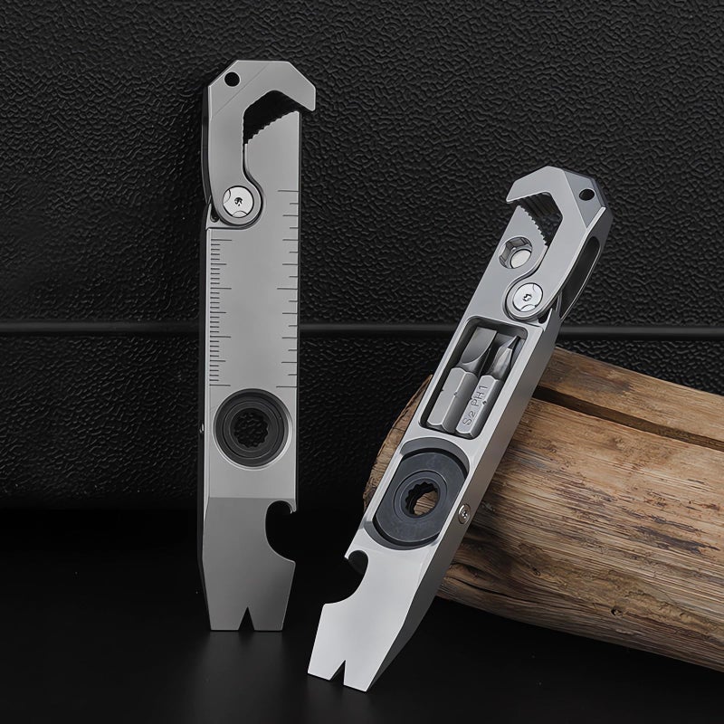 ResafeLy Titanium Pry Bar,Multi-tool,EDC Tool,Versatile Pry Tool,Bottle Opener,Wrench,Ratche screwdriver,Nail puller,Crowbar in One,Compact Versatile Pocket Pry Bar for Everyday Carry - Image 2