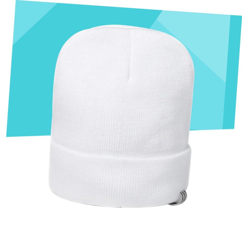 Classic Knit Beanie Hat For Men And Women Warm Cuff White For Cold Weather Activities - Image 5