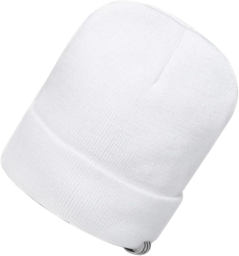 Classic Knit Beanie Hat For Men And Women Warm Cuff White For Cold Weather Activities - Image 1