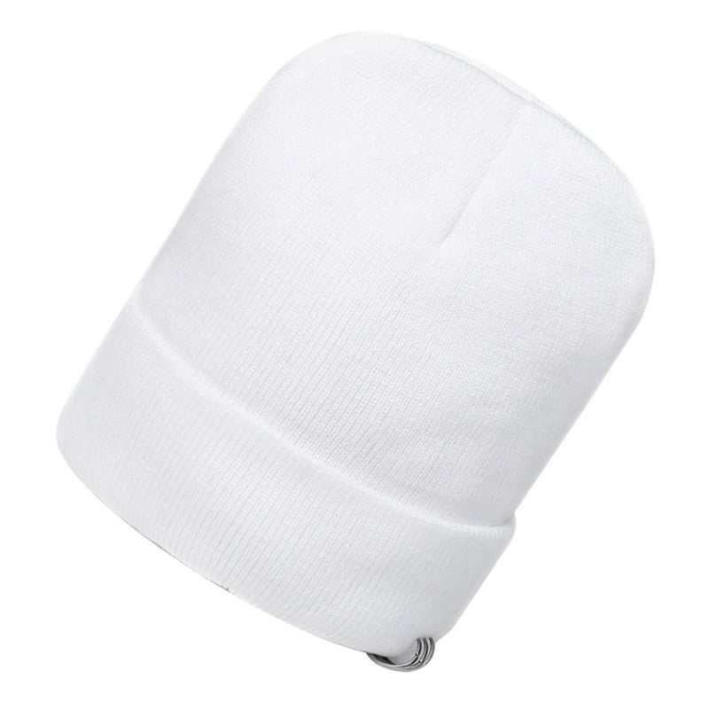 Classic Knit Beanie Hat For Men And Women Warm Cuff White For Cold Weather Activities - Image 2