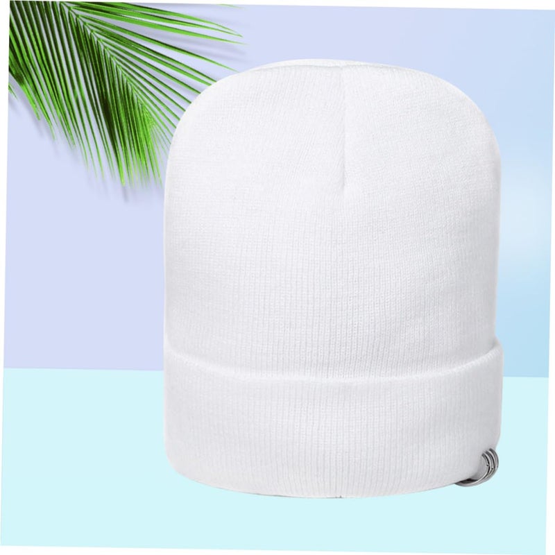 Classic Knit Beanie Hat For Men And Women Warm Cuff White For Cold Weather Activities - Image 3