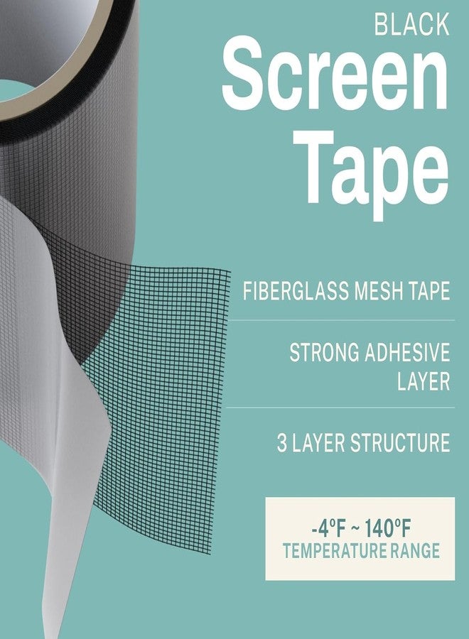 SHUTTLE ART Window Screen Repair Tape, 5X200 CM Strong Adhesive Waterproof Tape Fiberglass Covering mesh, Screenmend Door Mesh Repair Kit for Screen Tears Holes,Black - Image 3