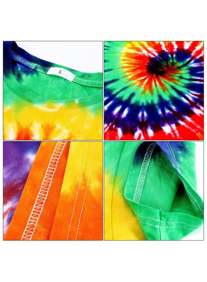 Norme 4 Pieces Hippie Costume Set, Include Colorful Tie-Dye T-Shirt, Peace Sign Necklace, Headband and Sungl for Theme Parties (XL, Colorful) - Image 4
