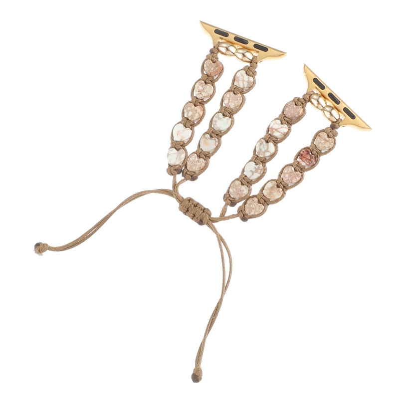 erorex For Apple Watch Series 6 44Mm  Stones Drawstring Chain Watch Band(White Brown) - Image 4