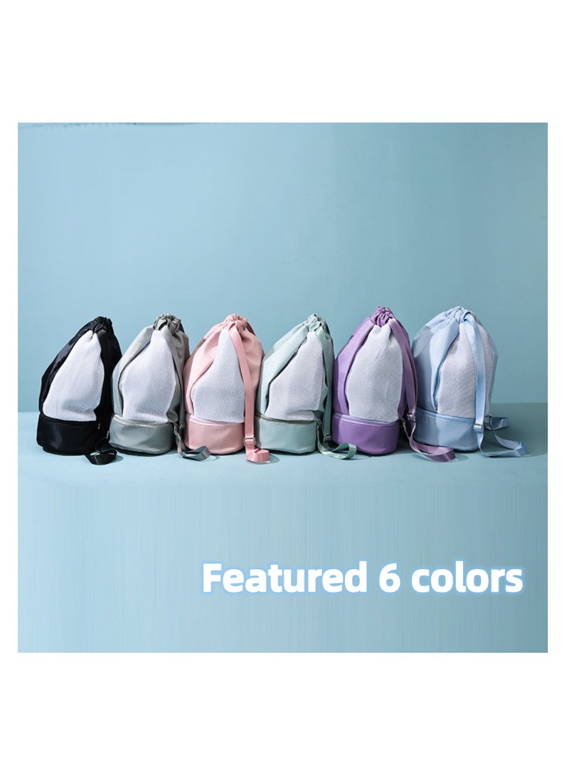 Drawstring Backpack Drawstring Bag Sports Gym Bag, Swimming Bag Women Dry & Wet Separation Waterproof Fitness Bag Men Storage Bag Backpack Beach Backpack Travel Portable Equipment (pink) - Image 2