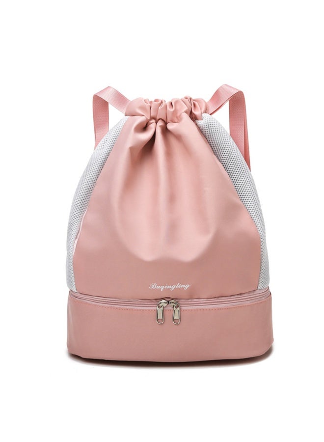 Drawstring Backpack Drawstring Bag Sports Gym Bag, Swimming Bag Women Dry & Wet Separation Waterproof Fitness Bag Men Storage Bag Backpack Beach Backpack Travel Portable Equipment (pink) - Image 1