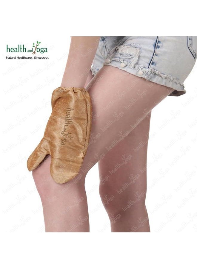 SoulGenie - HealthAndYoga™ Silk Garshana Ayurvedic Massage Gloves - Electro Static Lymph Circulation Boost - 100% Natural Dry Skin Brushing and Exfoliation and Excess Fat Treatment - Mitt Style 1 Pair - Image 1