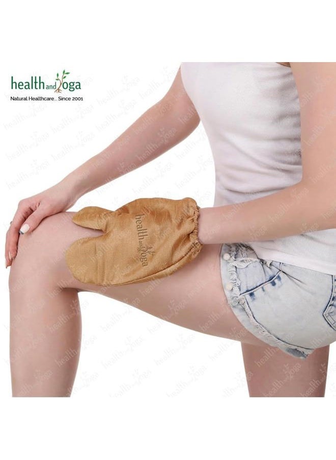 SoulGenie - HealthAndYoga™ Silk Garshana Ayurvedic Massage Gloves - Electro Static Lymph Circulation Boost - 100% Natural Dry Skin Brushing and Exfoliation and Excess Fat Treatment - Mitt Style 1 Pair - Image 1