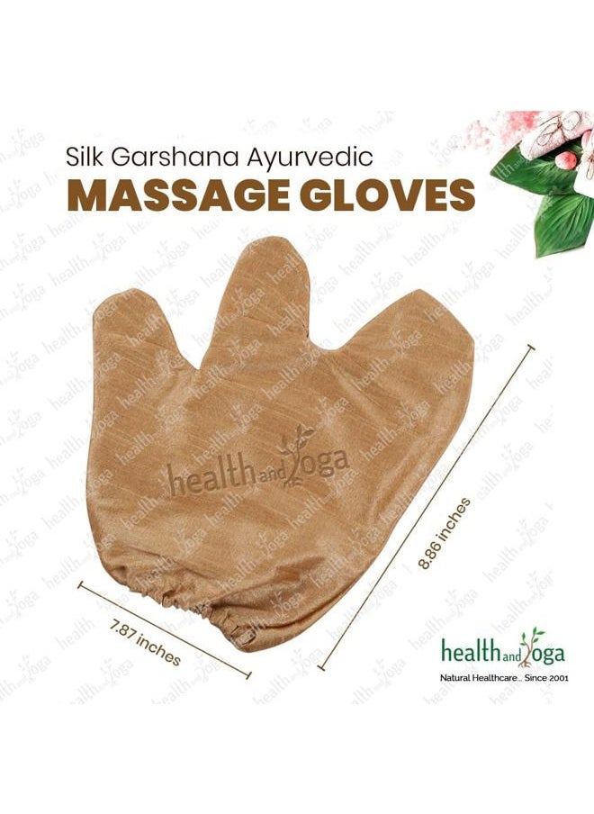 SoulGenie - HealthAndYoga™ Silk Garshana Ayurvedic Massage Gloves - Electro Static Lymph Circulation Boost - 100% Natural Dry Skin Brushing and Exfoliation and Excess Fat Treatment - Mitt Style 1 Pair - Image 1
