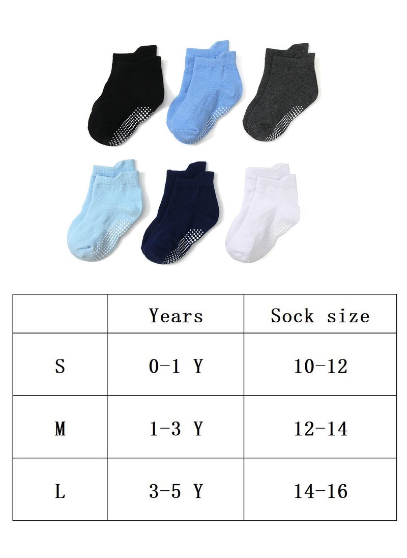Generic 6 Pairs Non-Slip Baby Socks Kids Ankle Socks with Non Skid Soles, for 6 Months-1Year(S)  - Image 5