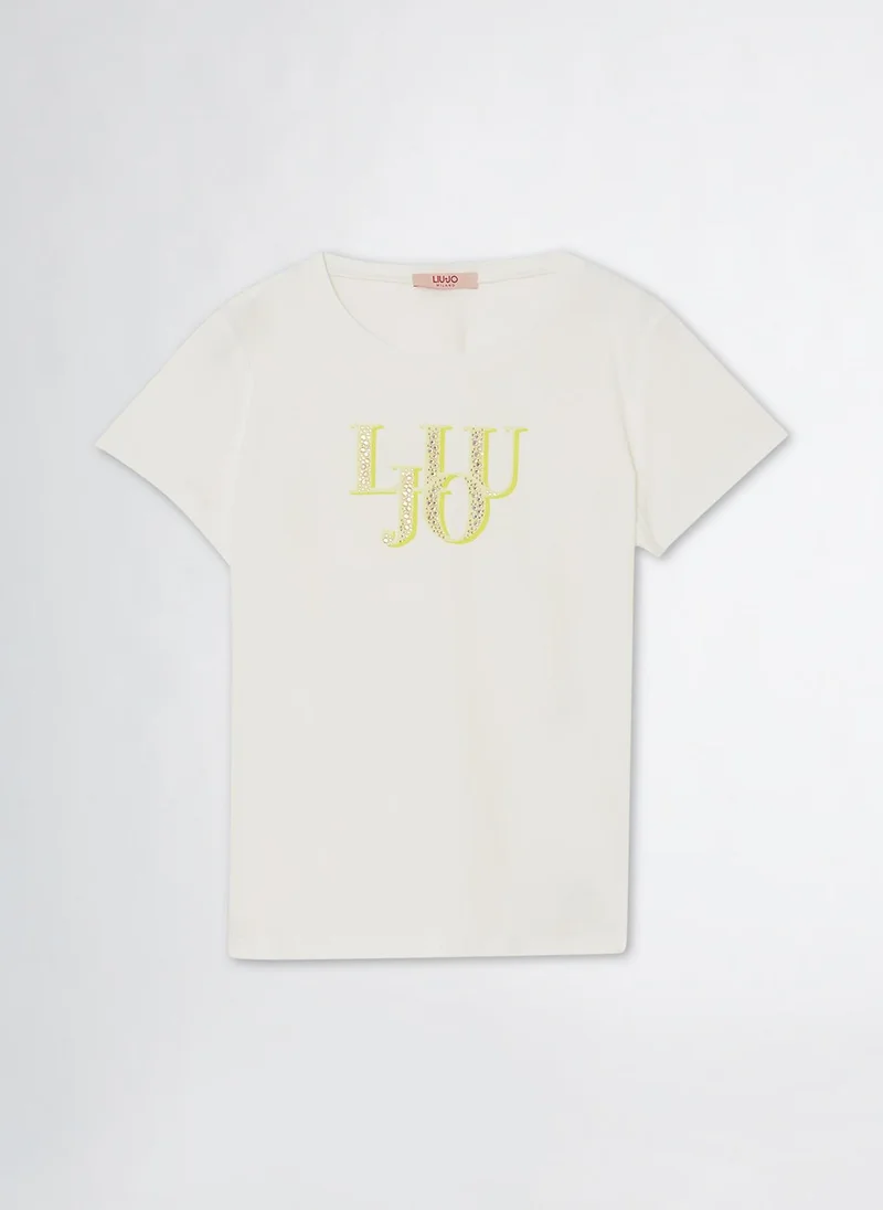 Liu Jo T-Shirt with Logo and Gemstones