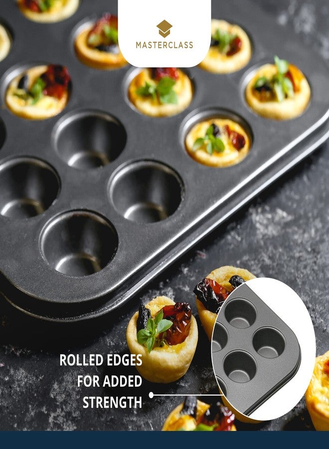 Master Class MasterClass Non Stick Mini Tart Tins with Pastry Tamper, 24 Hole Mini Tart Tray, Robust 1 mm Thick Carbon Steel, 35 x 27cm (14 x 11''), Grey - Image 5