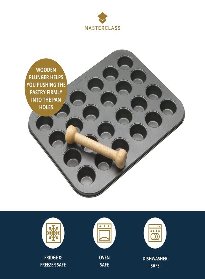Master Class MasterClass Non Stick Mini Tart Tins with Pastry Tamper, 24 Hole Mini Tart Tray, Robust 1 mm Thick Carbon Steel, 35 x 27cm (14 x 11''), Grey - Image 3