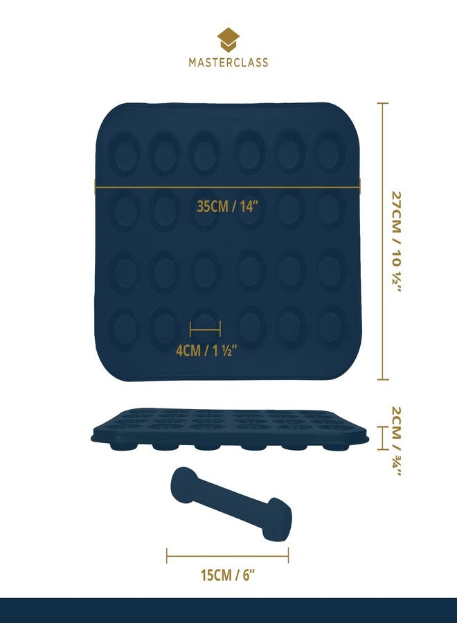 Master Class MasterClass Non Stick Mini Tart Tins with Pastry Tamper, 24 Hole Mini Tart Tray, Robust 1 mm Thick Carbon Steel, 35 x 27cm (14 x 11''), Grey - Image 2