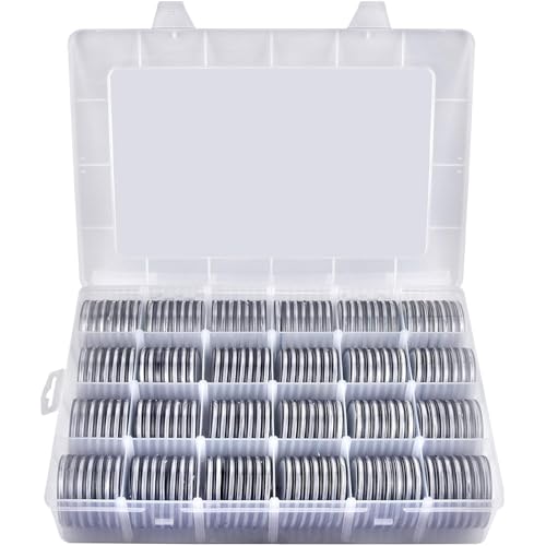 FULLCASE Coin Capsules 46mm with Foam Gasket and Plastic Storage Organizer Box, 6 Sizes (20/25/27/30/38/46 mm) Coins Collector Case Holder for Collection Supplies-168 Pieces - Image 1