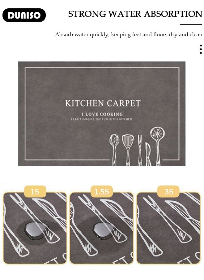 DUNISO 2 PCS  Kitchen Mats and Rugs Set , Non Slip Heavy Duty Standing Mat, Quick Dry Diatom Mud Floor Mat,  Extra Soft and Absorbent Floor Mats for  Kitchen, Bath, Office, Laundry(40*60cm+40*120cm)  - Image 3