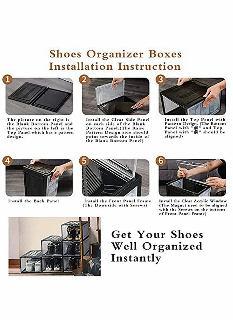 HomarKet - 2PCS Shoe Storage Boxes Closet Organizer with Plastic Drawers Clear Plastic Stackable - Image 1
