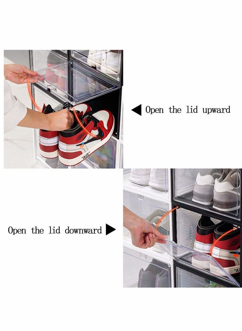 HomarKet - 2PCS Shoe Storage Boxes Closet Organizer with Plastic Drawers Clear Plastic Stackable - Image 1
