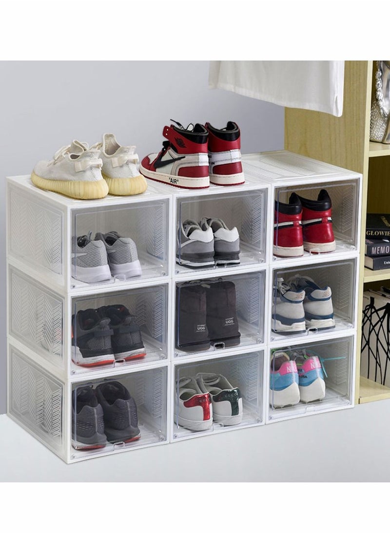 HomarKet - 2PCS Shoe Storage Boxes Closet Organizer with Plastic Drawers Clear Plastic Stackable - Image 1