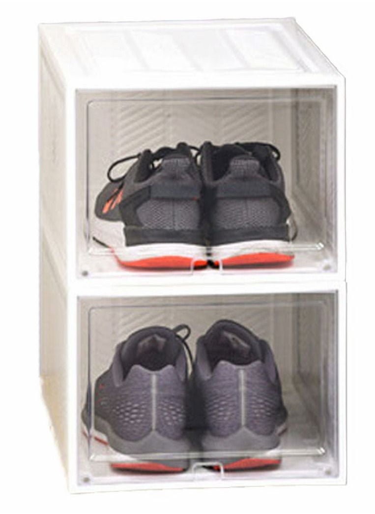 HomarKet - 2PCS Shoe Storage Boxes Closet Organizer with Plastic Drawers Clear Plastic Stackable - Image 1