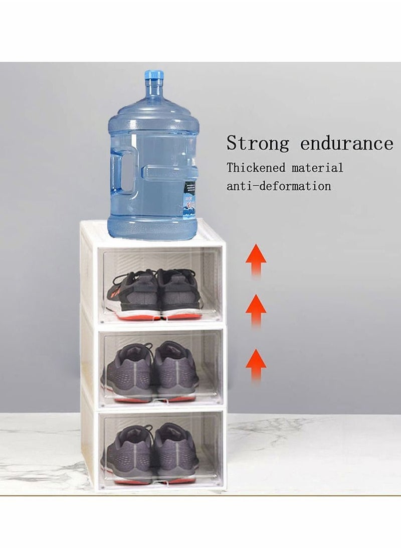 HomarKet - 2PCS Shoe Storage Boxes Closet Organizer with Plastic Drawers Clear Plastic Stackable - Image 1