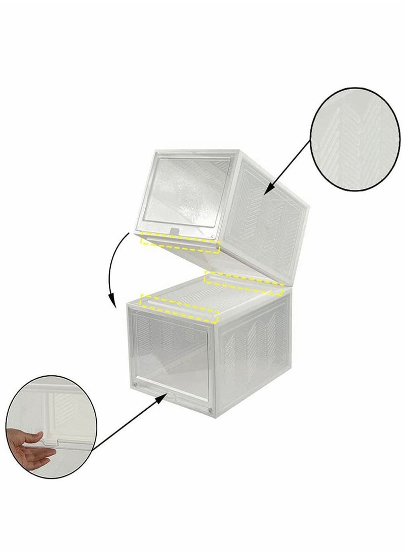 HomarKet - 2PCS Shoe Storage Boxes Closet Organizer with Plastic Drawers Clear Plastic Stackable - Image 1