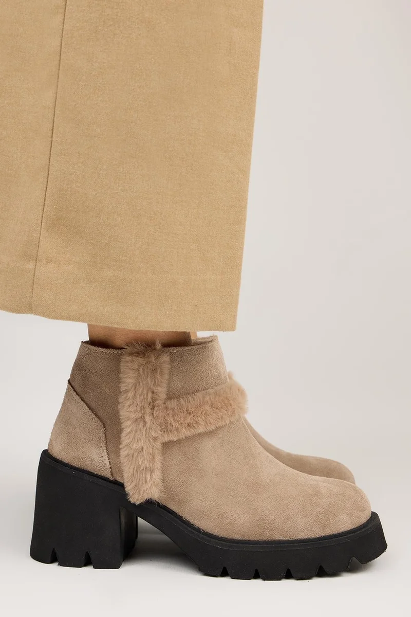 Manijero Manijero Zoe Women's Genuine Leather Mink Boots with Fur Detail