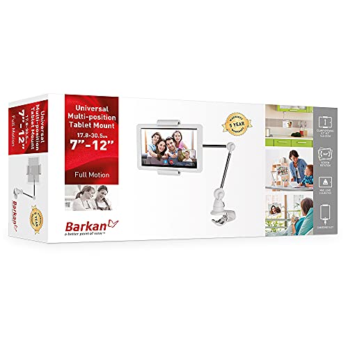 Barkan 7-12 inch Fixed Tablet Wall Mount 3 lbs White Firm Tablet Clamp 360 Degree Rotation Very Low Profile - Image 5