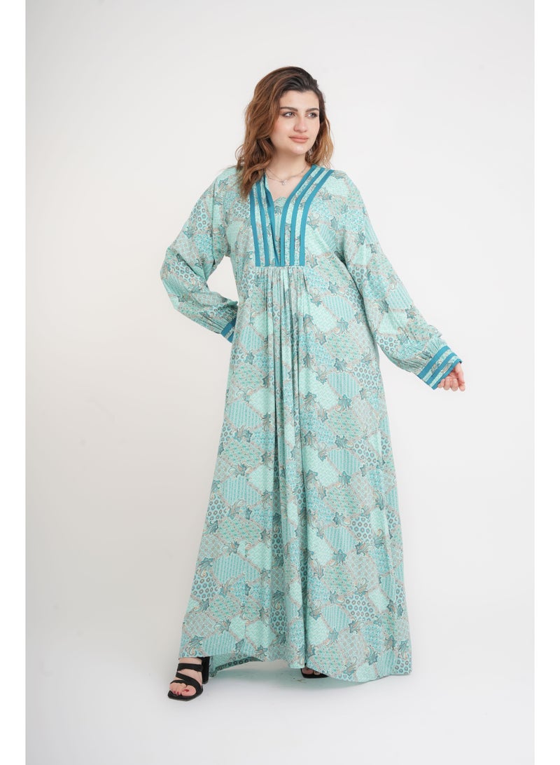 IKKXA Classic Charm Printed Jalabiya IN5001 - Image 1