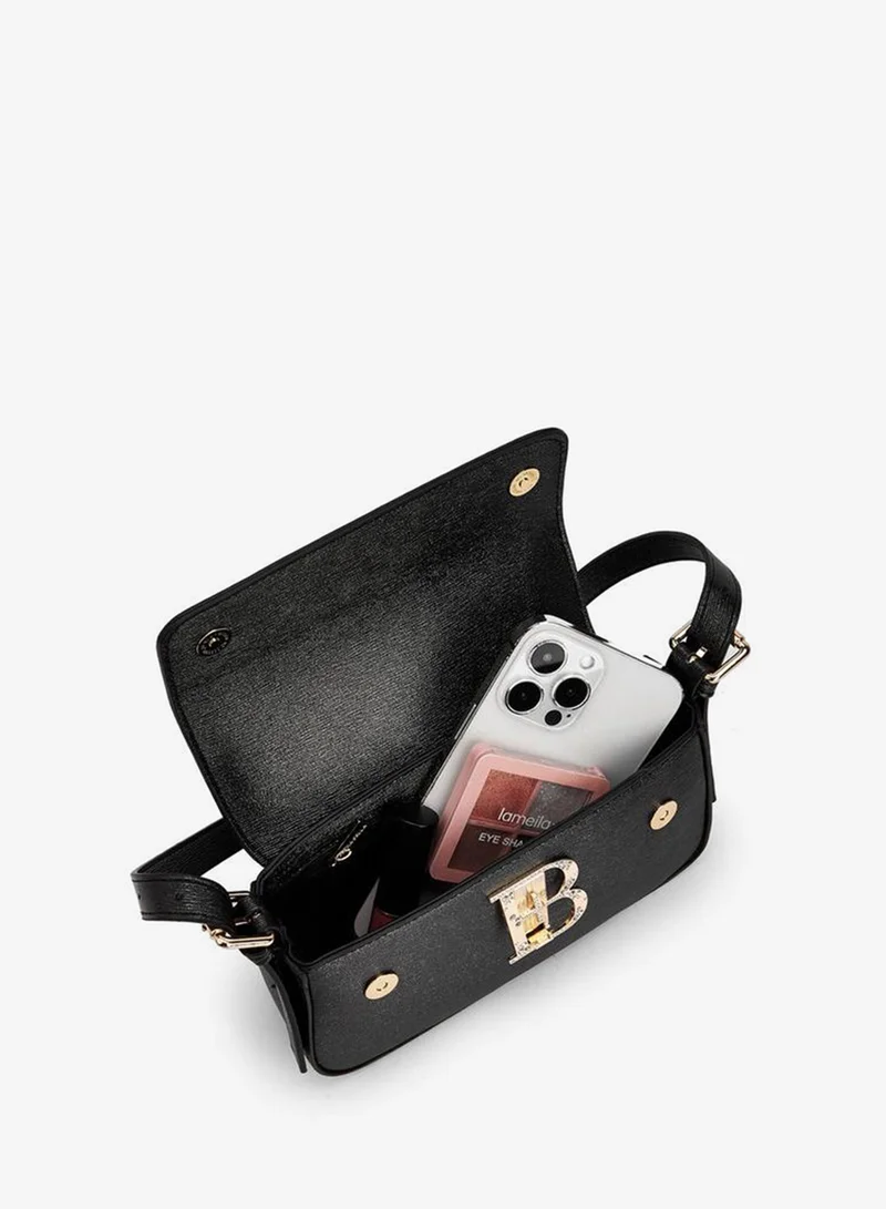 Flora Bella By Shoexpress BLACK Floral Bella Embellished Logo Crossbody Bag with Adjustable Strap for Women | Best Price UAE