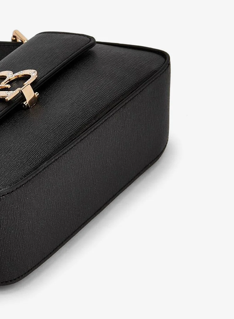 Flora Bella By Shoexpress BLACK Floral Bella Embellished Logo Crossbody Bag with Adjustable Strap for Women | Best Price UAE