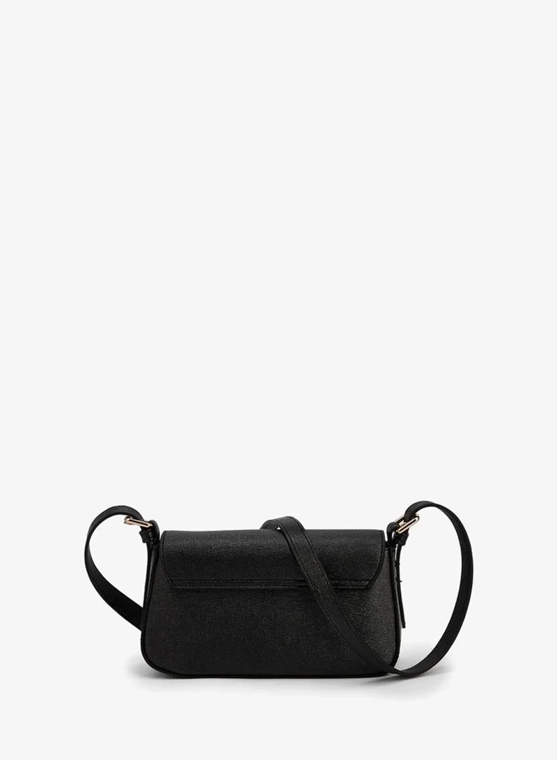Flora Bella By Shoexpress BLACK Floral Bella Embellished Logo Crossbody Bag with Adjustable Strap for Women | Best Price UAE