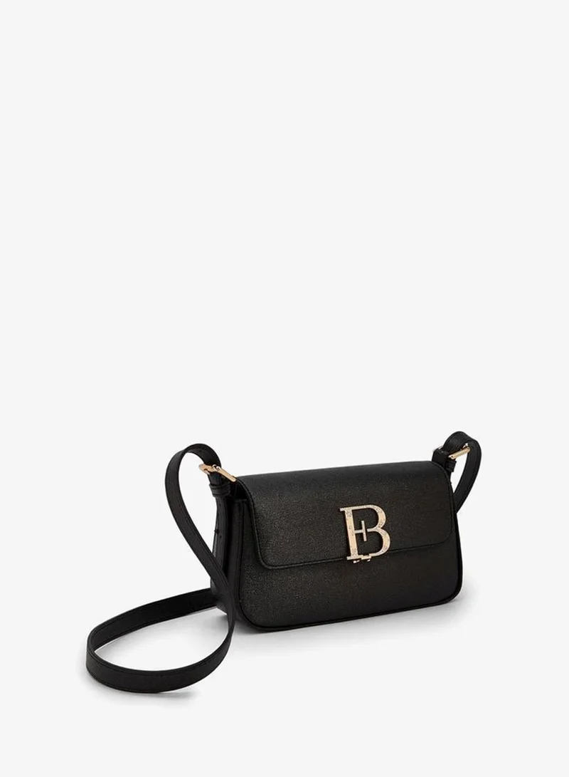 Flora Bella By Shoexpress BLACK Floral Bella Embellished Logo Crossbody Bag with Adjustable Strap for Women | Best Price UAE