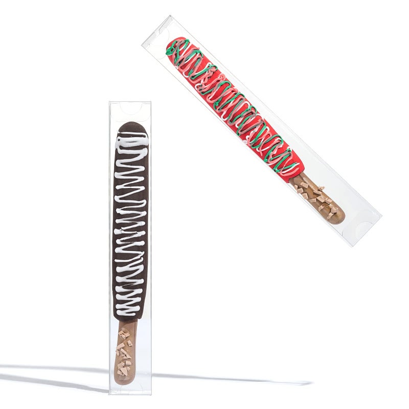 RomanticBaking 50 Pack Individual Chocolate Covered Pretzel Rods Boxes 1 X 1 X 8 Inches Small Treat Boxes for Party Favor Gumball - Image 1
