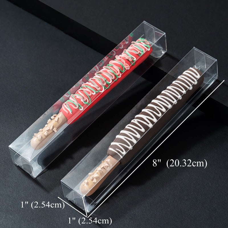 RomanticBaking 50 Pack Individual Chocolate Covered Pretzel Rods Boxes 1 X 1 X 8 Inches Small Treat Boxes for Party Favor Gumball - Image 5