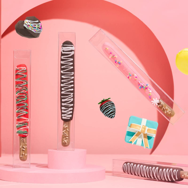 RomanticBaking 50 Pack Individual Chocolate Covered Pretzel Rods Boxes 1 X 1 X 8 Inches Small Treat Boxes for Party Favor Gumball - Image 2